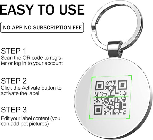 QR Code Dog Tag,Dog Tags Personalized for Pets, Custom Dog Name ID Tags Personalized Dog and Cat Tags -Free Online&Scan QR Receive Instant Location Alert Email