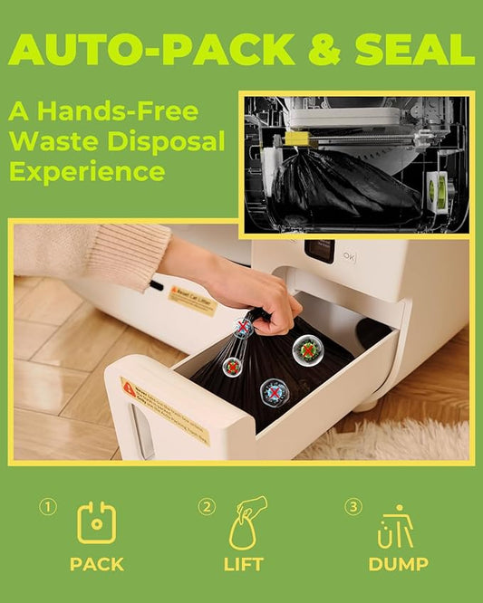 Furbulous True Odor-Free Automatic Self-Cleaning Cat Litter Box, Extra Large for 3–22 lbs Cats, Smart APP Control, Self-Pack & Refill System, 3 Waste Bags Included, Upgraded Model - White