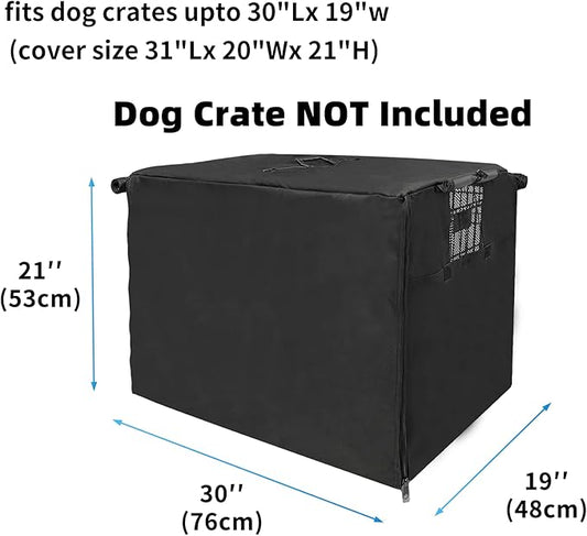Dog Crate Cover 30 Inch Dog Kennel Cover, Metal Small Dog Crate Bumper for Wire Dog Cage with1 2 3 Doors, Waterproof 600D Oxford Fabric Indoor/Outdoor Black