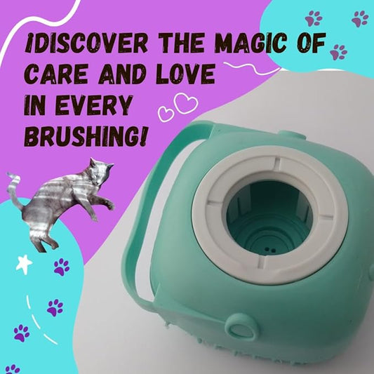 Dog Cat Bath Brush with Shampoo or Soap Dispenser, useful for Grooming, Washing and Massaging your Pet with Soft silicone Rubber Bristles