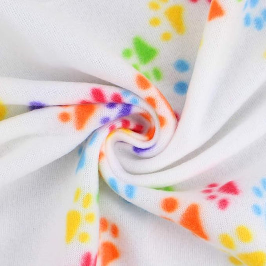 Comsmart Dog Blankets for Small Dogs, 6 Pack Puppy Blanket Cute Paw Print Pet Blanket for Dog, Puppy, Cat, Kitten, 39x31 inches, White