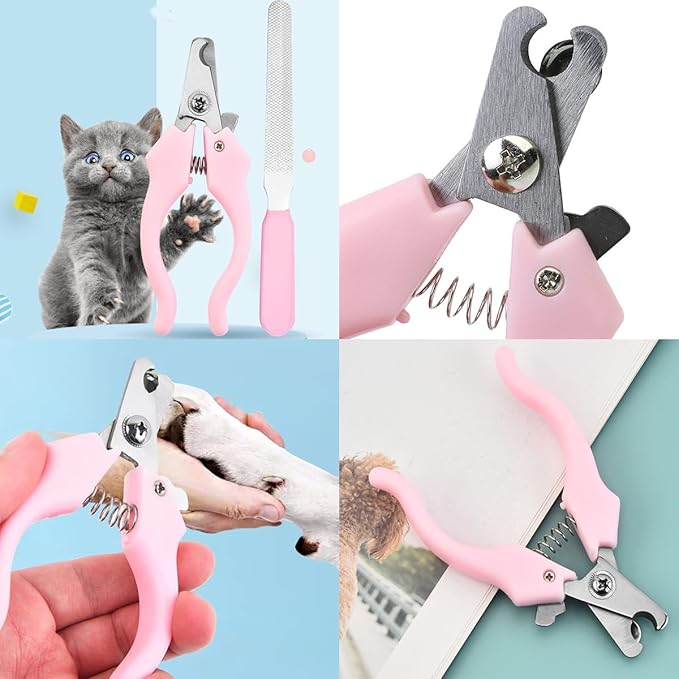 7 PCS Dog Grooming Kits,Pet Shedding Brush,Pet Self-Cleaning Brush with Pet Nail Clipper, Flea Comb and Shampoo Bath Brush