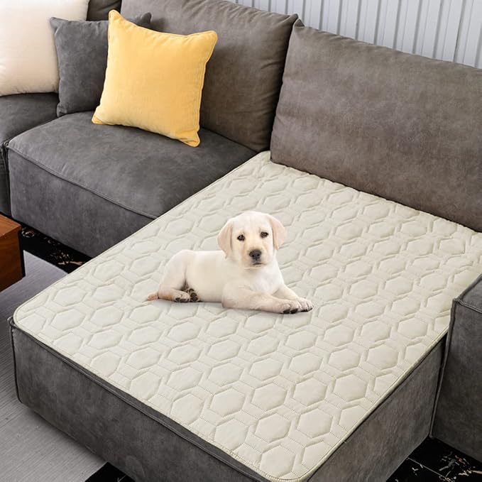 Waterproof and Anti-Slip Dog Bed Cover and Pet Blanket Sofa Pet Bed Mat ,car Incontinence Mattress Protectors Furniture Couch Cover for Most Cats Dogs, Pets(40x50-Ivory)