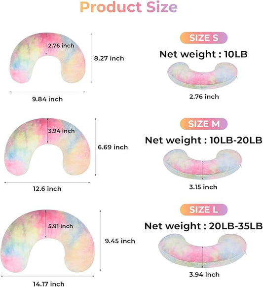 Dog Pillow, U-Shaped Dog Calming Pillow for Pet, Soft Dog Neck Pillow Machine Washable Dog Bed Pillow for Dog and Cat Enhance Sleep Quality(Tie-dye Pink Blue, Medium)