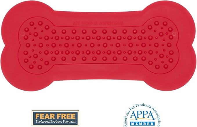 Lick Lick Pad Dog Accessories | Pet Shower Attachment | Dog Peanut Butter Lick Pad | Dog Bathing Station | Dog Bathing Supplies | Veterinarian Used | Suction to Wall | Large (Large - 2 Pack, Red)