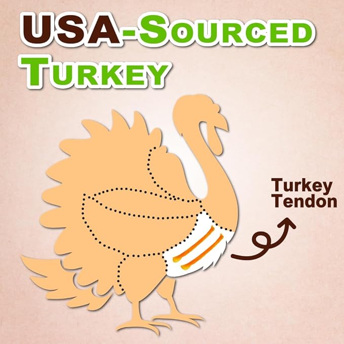 AFreschi Turkey Tendons for Dogs, USA-Sourced, Healthy Dog Treats, Rawhide-Free Puppy Chews, All Natural, Hypoallergenic Dog Treats, Classic Series, Thin Sticks, 3.5 oz Pack