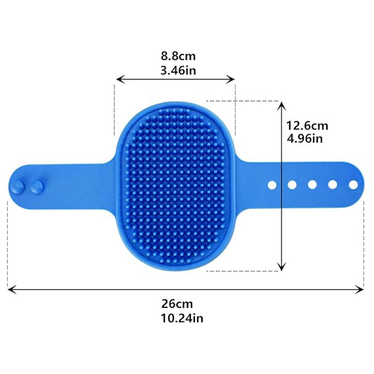 Dog Bath Brush, Thickened and Upgraded, Dog Shampoo Massage Brush with Adjustable Handle, Blue + Green, for Grooming Short and Long Hair Pets