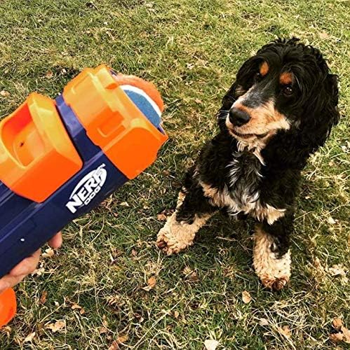 Nerf Dog Tennis Ball Blaster Dog Toy Blue/Orange, 16 Inch Compact Blaster with 1 Ball