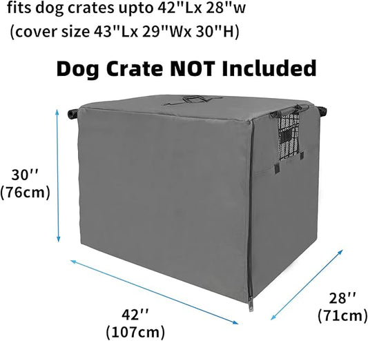 42 Inch Dog Crate Cover Dog Kennel Cover, Large XL Dog Crate for Large Dogs Wire Dog Cage with1 2 3 Doors, Waterproof 600D Oxford Fabric Indoor/Outdoor Gray