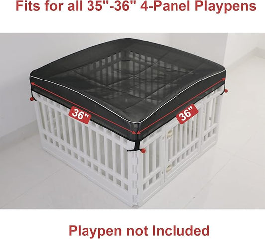 Dog Playpen Cover Mesh Top - Dog Pen Cover for Pets Fits 36 Inch 4 Panels Square Plastic Exercise Pet Pen,Provide Security for Indoor Dog Pen (Playpen Not Included)