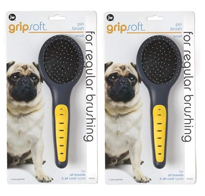 JW Pet 2 Pack of Gripsoft Pin Brushes for Dogs, Small
