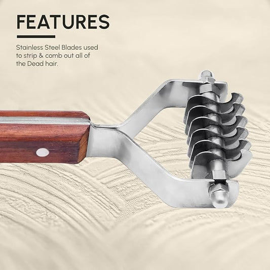 Flamia & Jabz Undercoat Rake for Dogs & Cats, Dematting Grooming Stripper Tool (6 Blades)
