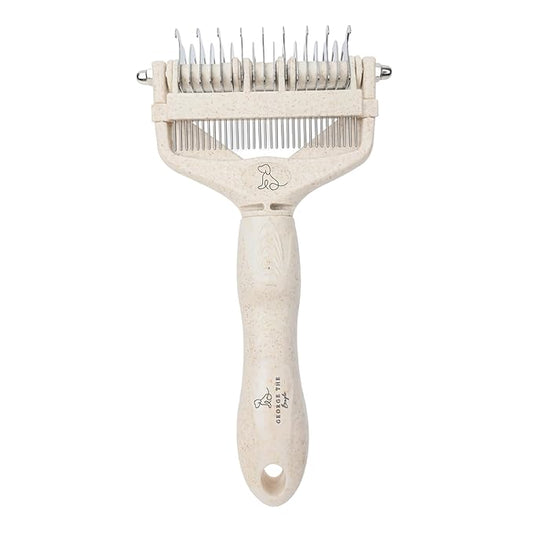 3 in 1 biodegradable Dog and Cat grooming tool for shedding and dematting easy to use and clean, Beige