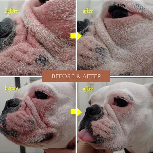 Wrinkle Wipes for Dogs | Bulldog, French Bulldog, Pug, English Bulldog | Cleans & Soothes Wrinkles, Folds, Tear Stain, Tail Pockets & Paws, Anti-Itch | 100 Soft Cotton Pads…