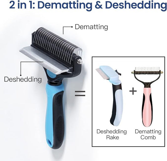 Potaroma Versatile Pet Grooming Brush, Double Sided Shedding and Dematting Undercoat Rake, Reduces Shedding by up to 95% Professional Deshedding Comb Tool for Dogs and Cats (Large)