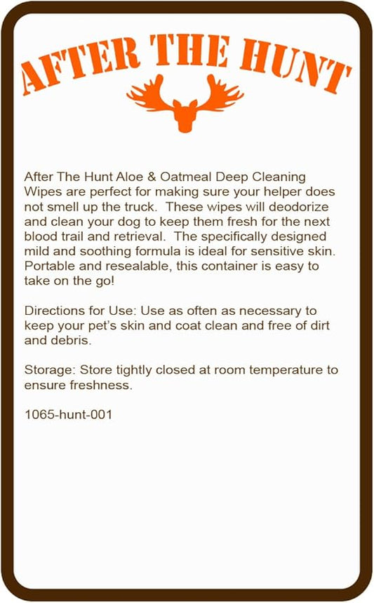 After The Hunt Grooming & Mud Dog Cleaning Wipes with Aloe & Oatmeal - 60 XL Wipes