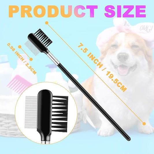 Tear Stain and Flea Comb for Small Dogs - Double-headed Pet Grooming Brush for Removing Crust and Mucus from Face