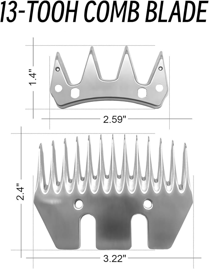 13 Tooth Sheep Shear Clipper Replacement Blades, Compatible with Oster/Lister/Heiniger/GDJOB/BEETRO/Dragro/TAKEKIT Sheep Clippers, for Grooming Goats, Lambs, Llamas, Alpacas. 4Pcs.