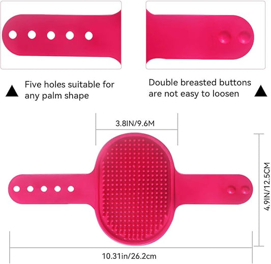 Dog Bath and Grooming Brush | Shampoo Massage Comb With Adjustable Loop Handle for Short and Long Hair Cats and Dogs, 2pcs (Tapered Head, Blue + Green)