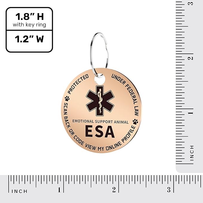MYLUCKYTAG QR Code ESA Emotional Support Dog ID Tag - Pet Online Profile - Scan QR Receive Instant Pet Location Alert Email