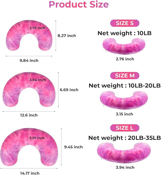 Dog Pillow, U-Shaped Dog Calming Pillow for Pet, Soft Dog Neck Pillow Machine Washable Dog Bed Pillow for Dog and Cat Enhance Sleep Quality(Tie-dye Rose Purple, Medium)