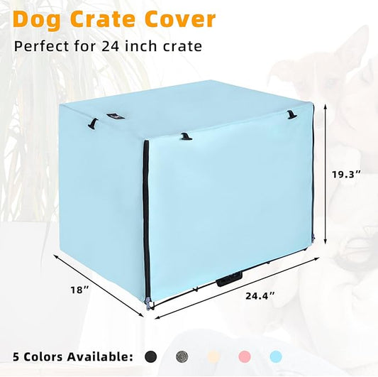 X-ZONE PET Double Door Dog Crate Cover - Polyester Pet Kennel Cover Fits 24 inches Wire Dog Cage Blue