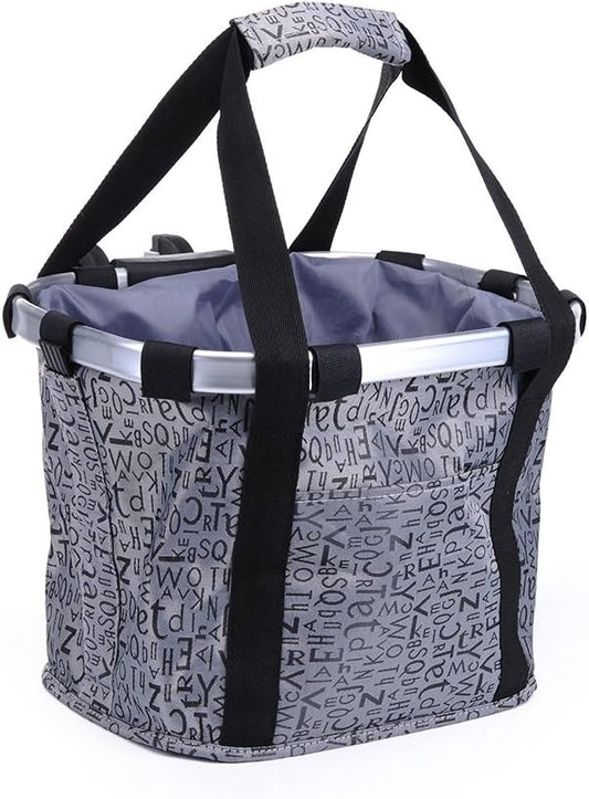 Pet Dog Bike Basket & Carrier Bag- Foldable Detachable Pet Travel Bicycle Basket - Small Animal Dog Cat Rabbit Bike Ride Basket Carrier (Gery)