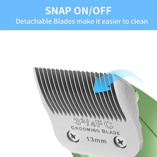 3 Pcs Size 3-3/4FC Detachable Dog Grooming Blades, Compatible with Andis, Oster A5, Wahl KM10 Series Clippers, Cut Length 13mm, Silver(3-3/4FC 13mm, 3Pcs)