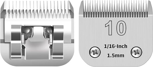 10# Detachable Pet Clipper Replacement Blades Compatible with Andis/Oster A5/Wahl KM10 Series Dog Clipper,Made of Ceramic Blade & Stainless Steel Blade,Size 10# Cut Length 1/16-Inch(2 Pack)