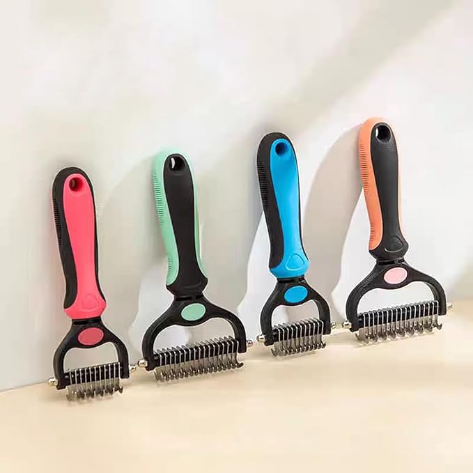 Pet Dematting Tool 2 Pack Double Sided Undercoat Rake & Dematting Comb for Cats and Dogs for Detangling Matted or Knotted Undercoat Hair (Gray & Black, Small)