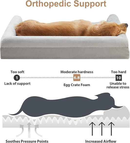 BFPETHOME Dog Beds for Large Dogs, Orthopedic Dog Bed for Medium Large Dogs,Big Waterproof Couch Dog Pet Bed with Removable Washable Cover