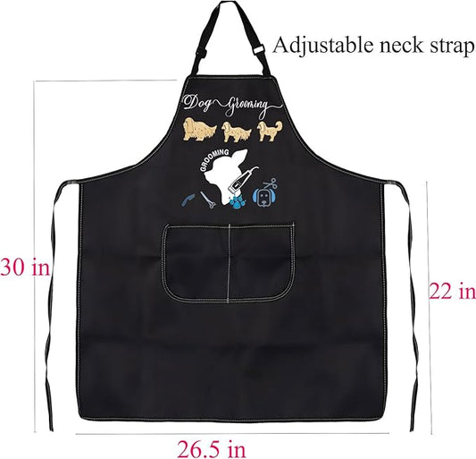 CMNIM Dog Groomer Apron with Pockets, Waterproof, Dog Groomers Apron