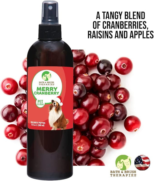 Bath & Brush Therapies® Merry Cranberry Pet Cologne 12.5 oz For Dogs | Long-Lasting Odor Eliminator | Cruelty-Free | Paraben-Free | Biodegradable | Made in The USA