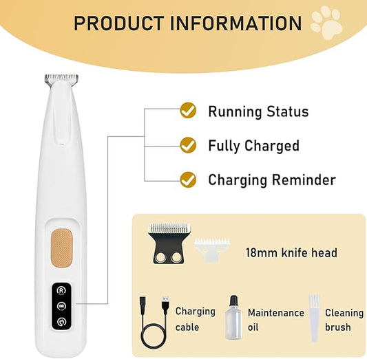 Petoirpet Trimmer,Electric Dog Paw Trimmer with LED Light,Silents Pet Grooming Kit, Nail Clippers for Small and Large Dogs, Cats