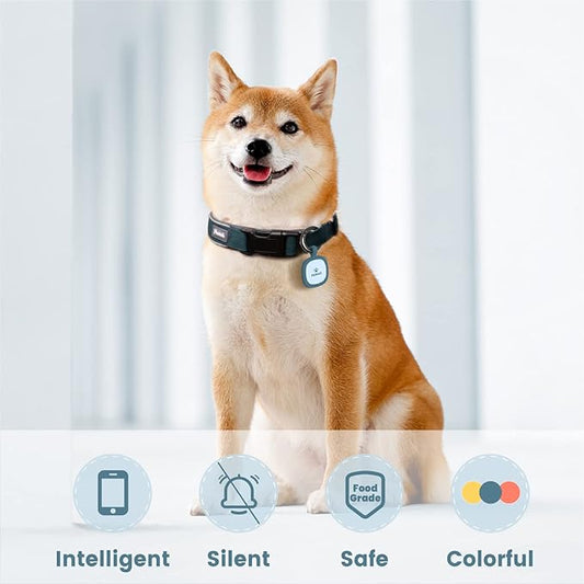 Pawaii Silent Silicone Dog ID Tag, Modifiable Pet Online Profile and Emergency Contacts, Scan QR for Instant Location Alerts, 1 Pack (Deep Sea Blue)