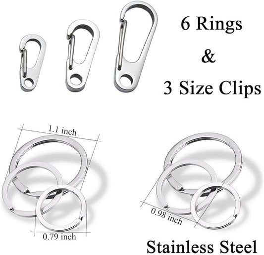 IVIA Dog Tag Clips/Multiple Size 304 Stainless Steel Quick Clip with Rings/Easy Change Pet ID Tag Holder for Small/Medium/Large Dog Cat Collars and Harnesses.(3 Pack)