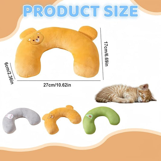 3 Pcs Cat Pillows for Indoor Cat and Puppy, Dog Pillows, U-Shaped Pillow for Cats and Dogs, Soft Fluffy Cat Bed Pillow, Dog Calming Pillow Old Joint Relief (Cartoon)