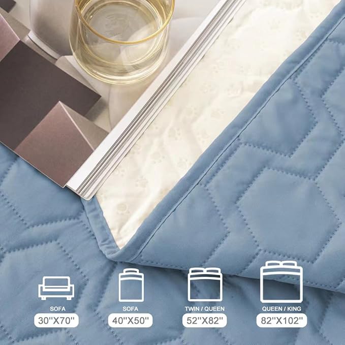 Waterproof and Anti-Slip Dog Bed Cover and Pet Blanket Sofa Pet Bed Mat ,car Incontinence Mattress Protectors Furniture Couch Cover for Most Cats Dogs, Pets(52x82-Stoneblue)