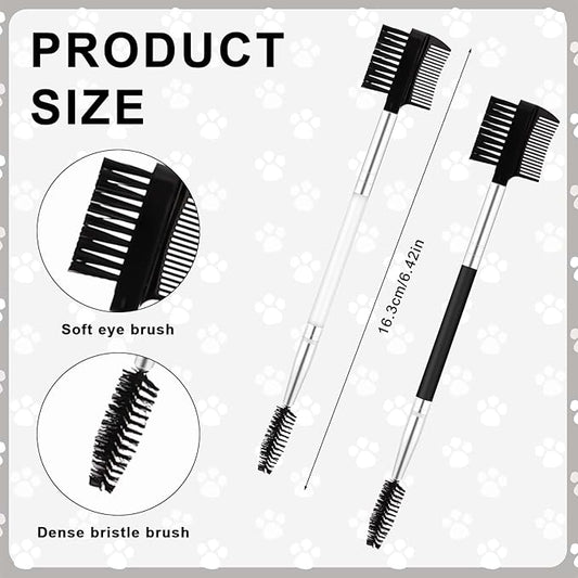 2pcs Double-Headed Dog Eye Comb, Soft Bristles Dog Eye Cleaning Brush 2 in 1 Dog Eye Booger Tear Stain Remover for Puppy Cat Pet Grooming Tools (Black, White)