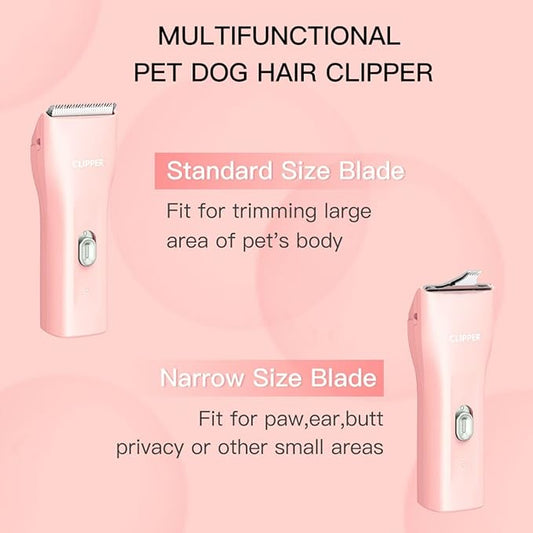 Handy & Powerful Long Lasting Pet Electric Hair Trimmer Kits Waterproof Cordless Rechargeable Grooming Shavers for Small Dogs and Cats