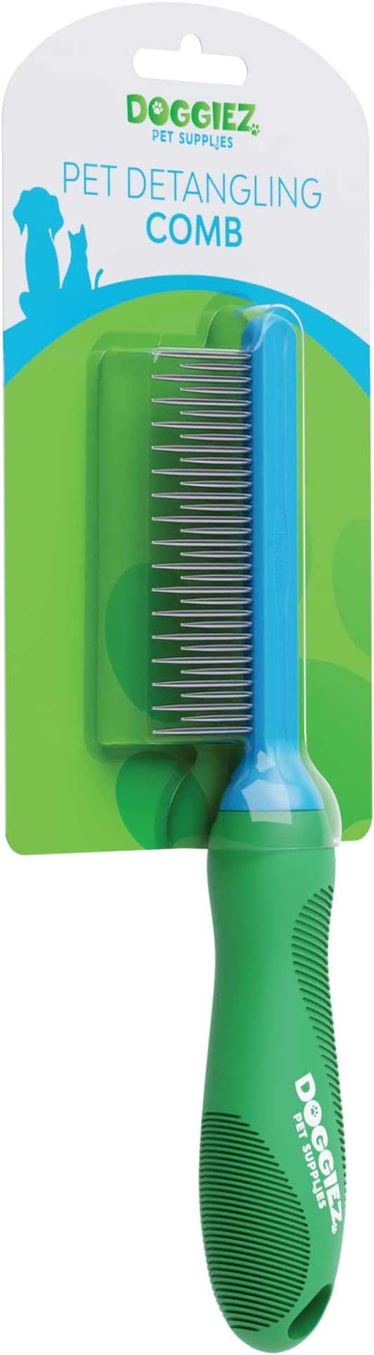 2 in 1 Detangling Comb for Long & Short Pet Fur - Metal Grooming Brush to Remove Matted, Knotted Hair