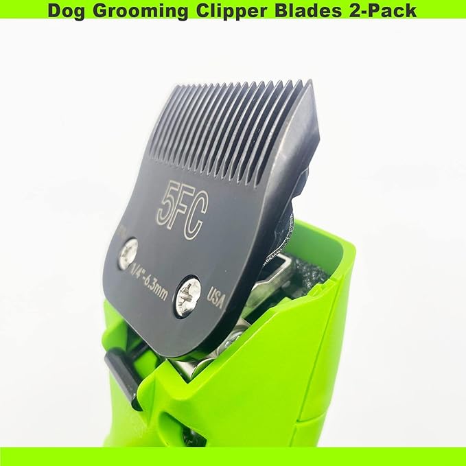 Blade Dog Grooming Clipper Blades, Ceramic Blade & Stainless Steel Blade Long-Lasting Hardness & Sharp Edges,5FC 1/4''-6.5mm (2Pcs)