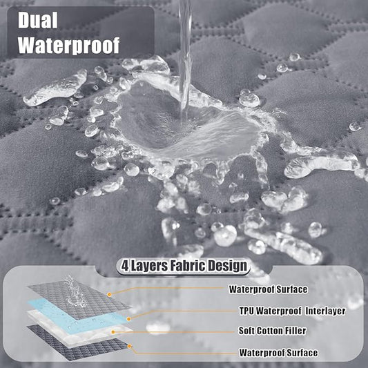 Smiry Waterproof Dog Blanket, Soft Dog Bed Cover Pet Blanket, Reversible Couch Cover for Dogs Washable, Pet Couch Covers for Sofa Furniture Protector for Puppy Cat (30x53 Inch, Grey/Dark Grey)