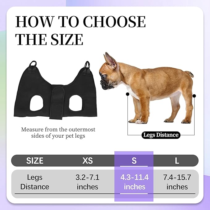 PatiencET Dog Grooming Hammock for Small Dogs Pet Hammock for Nail Trimming Dog Sling for Nail Clipping Dog Hanging Harness (Black S)