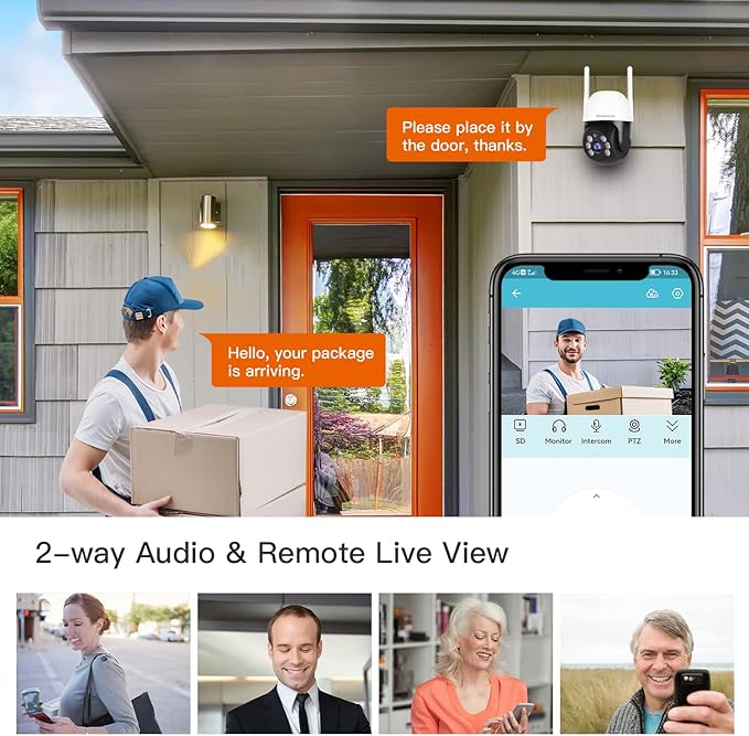 VSTARCAM 3MP Wired Security Camera Outdoor, 0.8 Inch 2.4G WiFi PTZ Dome Home Surveillance Camera with Motion Detection, 2-Way Audio, Color Night Vision, Weatherproof 01