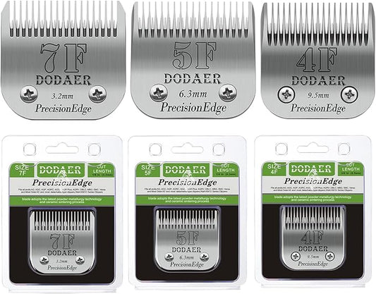 Size 7F/5F/4F Detachable Pet Dog Grooming Blades of Stainless Steel,Compatible with Andis,Oster A5,Wahl KM10 Series,3 Count
