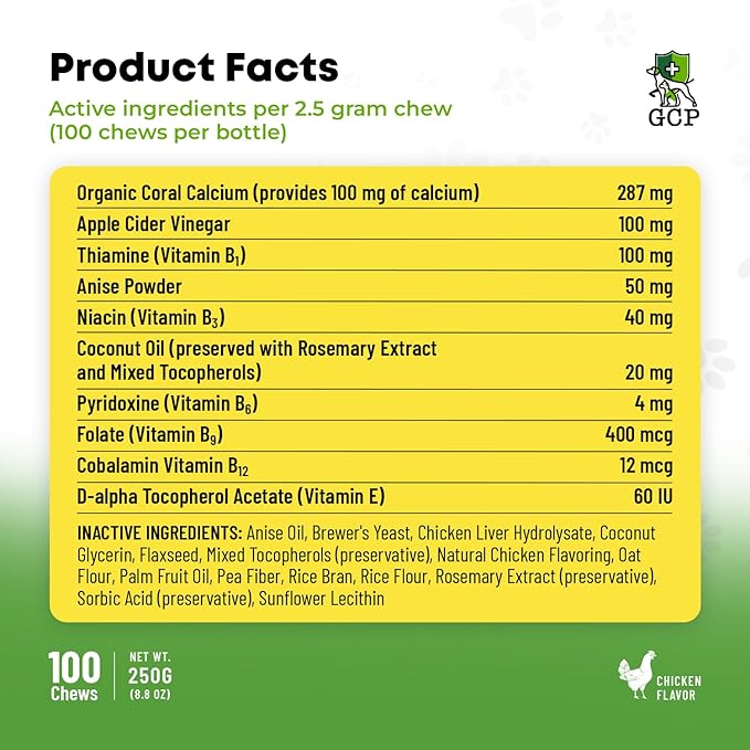 Flea and Tick Chewable Pills - No Harsh Chemicals - 100 Chicken Flavored Treats - Guardian's Choice Pets Brand - Tasty Chews Flea Pills Dogs Love