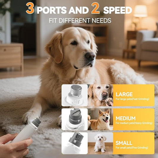 Dog Nail Grinder Powerful Rechargeable Electric Pet Nail Clippers Grooming & Smoothing for Large Medium Puppy and Cat, Dogs Nail File Cat Nail Trimmer-White