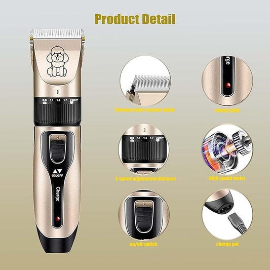 Dog Shaver Clippers, Pets Grooming Kit, Low Noise Rechargeable Cordless Hair Clippers for Small&Large Dogs Cats