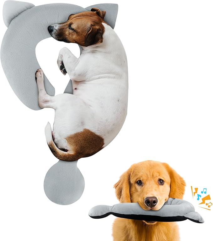 HOMBYS Chewproof Dog Claming Pillow, Indestructible Curl Up Question Mark Pillow for Dogs, Washable Dog Bed Pillow Cozy Dog Body Pillow, M (23.4"x13.2")